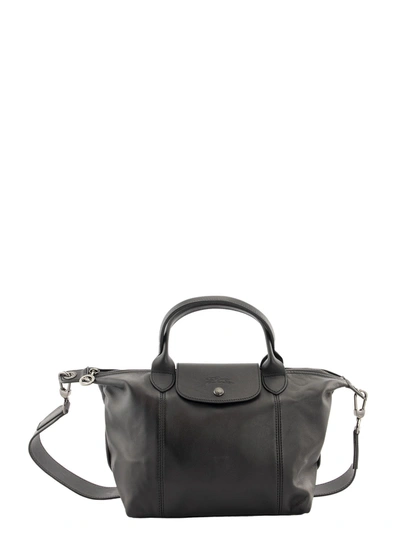 Shop Longchamp Le Pliage Cuir - Top Handle Bag S In Black/ebony