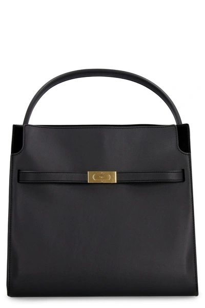 Shop Tory Burch Lee Radziwill Double Leather Handbag In Black