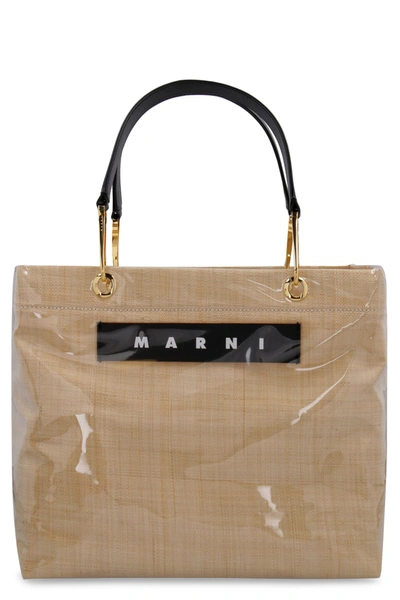 Shop Marni Raffia Tote Bag In Beige