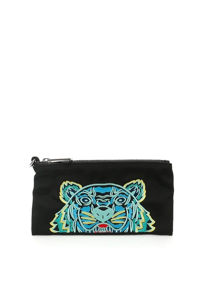 Shop Kenzo Tiger Pouch Wallet In Noir (black)