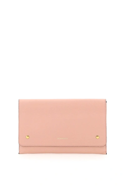 Shop Burberry Pearson Leather Pouch In Ash Rose (pink)