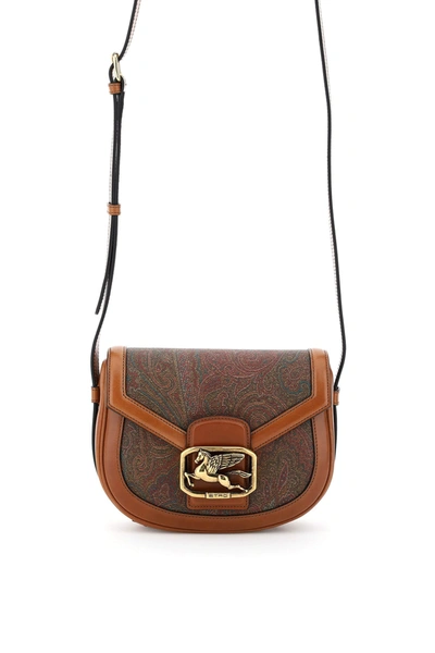 Shop Etro Pegaso Small Crossbody Bag In Rosso (red)