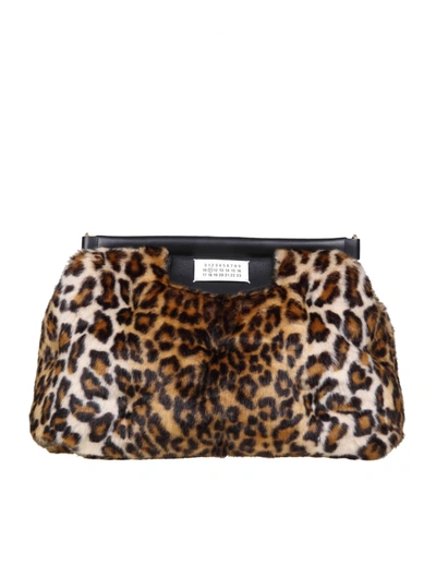 Shop Maison Margiela Glam Slam Handbag In Synthetic Fur In Leopard