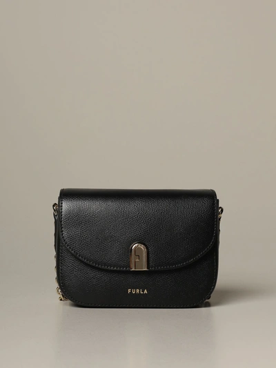 Shop Furla 1927 Leather Shoulder Bag In Black