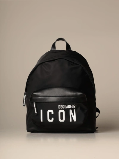 Shop Dsquared2 Nylon Backpack With Icon Logo In Black
