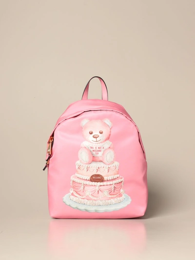 Shop Moschino Couture Nylon Backpack With Teddy Cake In Pink
