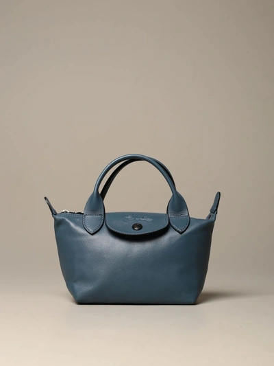 Shop Longchamp Mini Bag Le Pliage Cuir Bag In Mini Leather With Logo In Avion