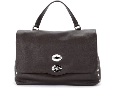 Shop Zanellato Postina Daily M Model Shoulder Bag In Dark Brown Hammered Leather In Marrone