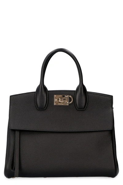 Shop Ferragamo Studio Leather Bag In Black