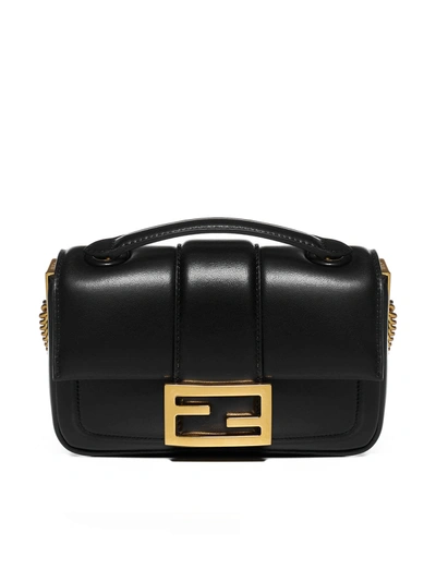 Shop Fendi Baguette Mini Leather Bag In Nero+o.vibr
