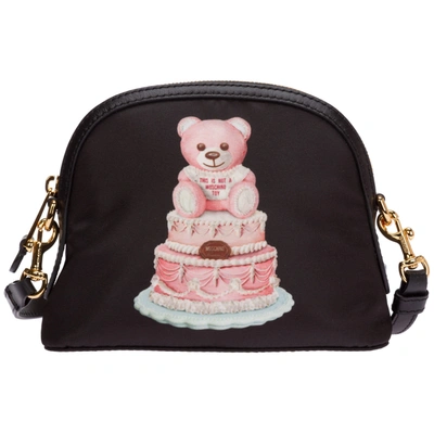 Shop Moschino Teddy Bear Crossbody Bags In Nero
