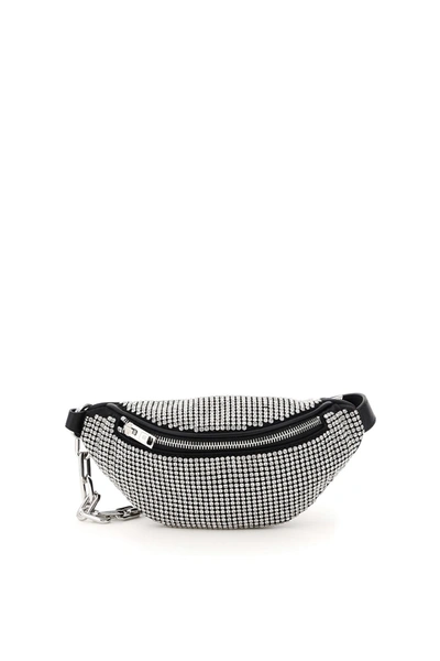 Shop Alexander Wang Attica Mini Beltpack Bag With Crystals In White (silver)