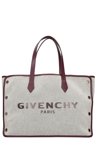 Shop Givenchy Bond Medium Tote In Beige Cotton