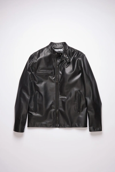 Shop Acne Studios Leather Jacket Black