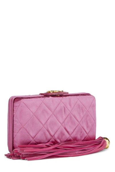 Pre-owned Chanel Pink Quilted Satin Tassel Clutch