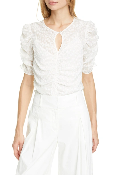 Shop Frame Shirred Keyhole Top In Off White