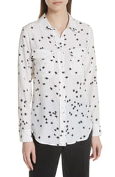 Shop Equipment 'starry Night' Silk Shirt In Bright White-black
