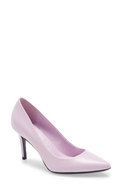 Shop Calvin Klein Gayle Pointed Toe Pump In Stone Pink Leather