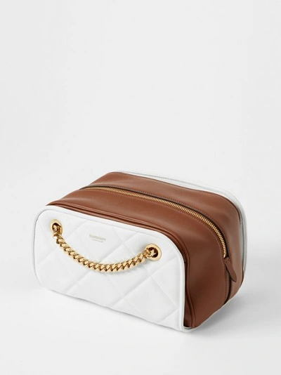 Shop Burberry Small Two-tone Lambsk In White/tan