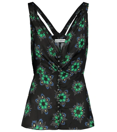 Shop Rabanne Floral V-neck Top In Black