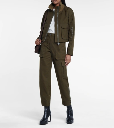 Shop Helmut Lang High-rise Canvas Cargo Pants In Green
