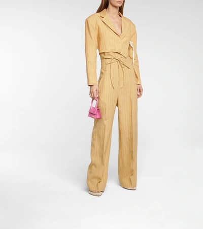 Shop Jacquemus La Veste Santon Linen Blazer In Yellow