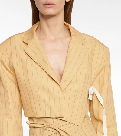 Shop Jacquemus La Veste Santon Linen Blazer In Yellow