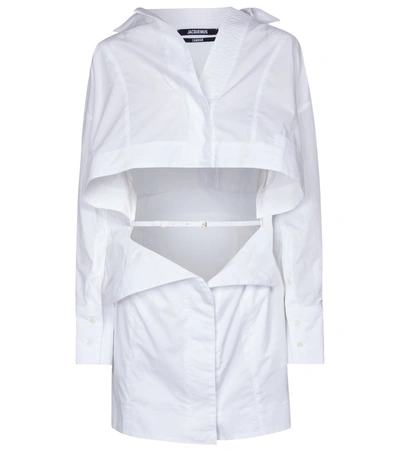 Shop Jacquemus La Robe Terraio Cotton Poplin Minidress In White