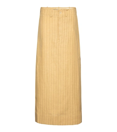 Shop Jacquemus La Jupe Terraio Striped Linen Maxi Skirt In Yellow