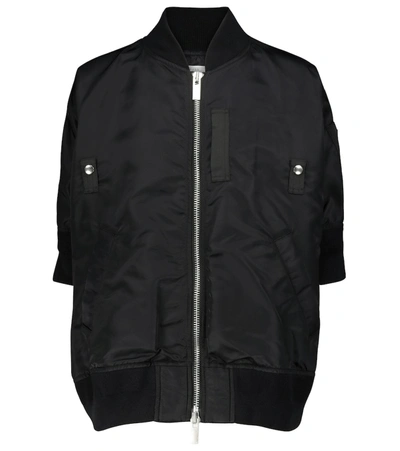 Shop Sacai Short-sleeved Bomber Jacket In Black