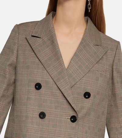 Shop Sacai Checked Cotton-blend Blazer In Brown