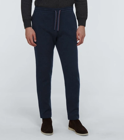 Loro Piana Horsey Cotton Fleece Sweatpants In Blue
