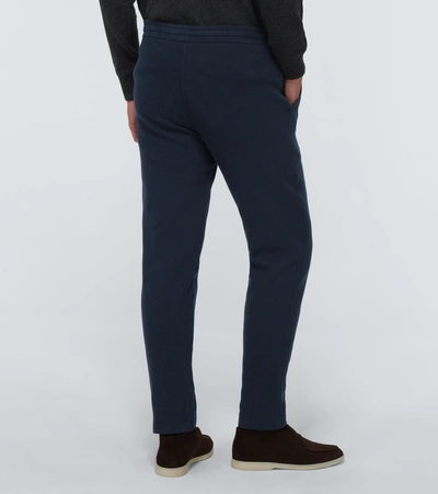 Shop Loro Piana Horsey Cotton Fleece Sweatpants In Blue