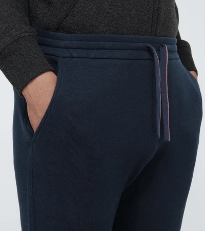 Shop Loro Piana Horsey Cotton Fleece Sweatpants In Blue