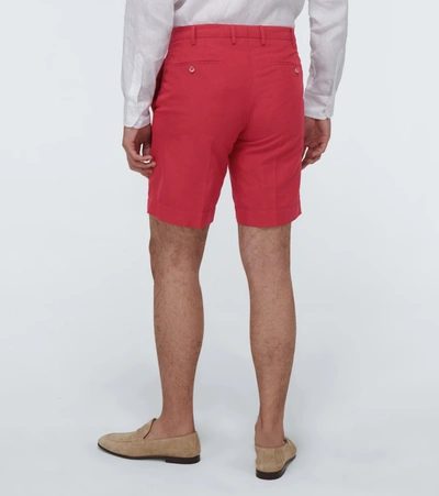 Shop Incotex Chinolino Linen And Cotton Shorts In Red