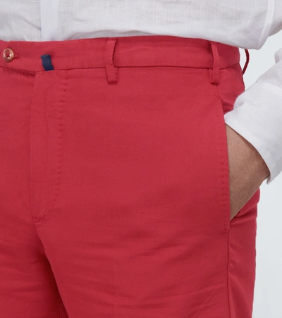 Shop Incotex Chinolino Linen And Cotton Shorts In Red