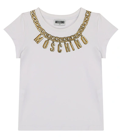 Shop Moschino Logo Stretch-cotton T-shirt In White