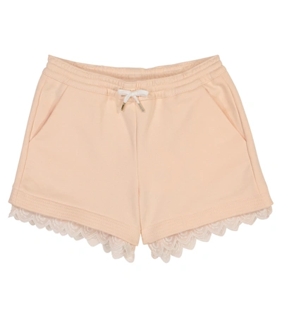 Shop Chloé Embroidered Cotton-blend Shorts In Pink