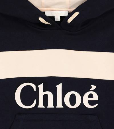 Shop Chloé Logo Cotton-blend Hoodie In Blue