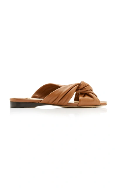 Shop Jimmy Choo Narisa Leather Slide Sandals In Brown