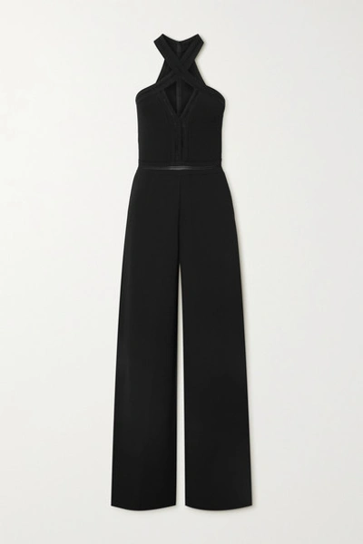 Shop Stella Mccartney + Net Sustain Cutout Knitted Halterneck Jumpsuit In Black