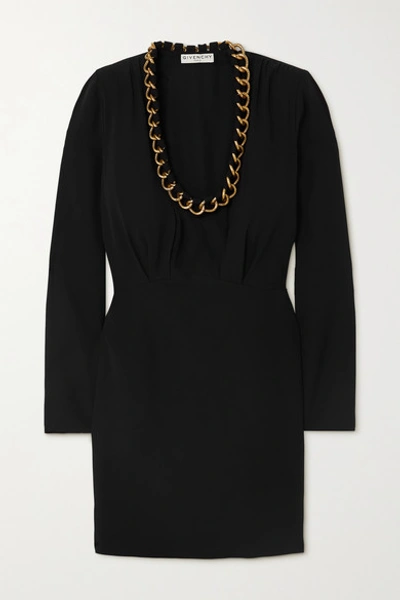 Shop Givenchy Chain-embellished Crepe Mini Dress In Black