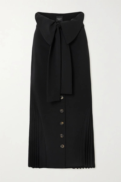Shop A.w.a.k.e. Draped Pleated Crepe Skirt In Black