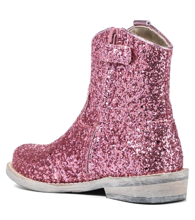 Shop Monnalisa Glitter Cowboy Boots In Pink