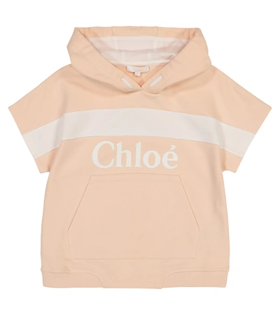 Shop Chloé Logo Cotton-blend Hoodie In Pink