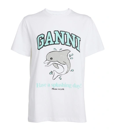 Shop Ganni Organic Cotton Slogan T-shirt