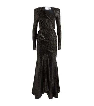 Shop Attico Ruched Sequin Maxi Dress