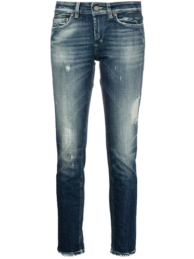 Shop Dondup Bleached Wash Distress Jeans In Blue