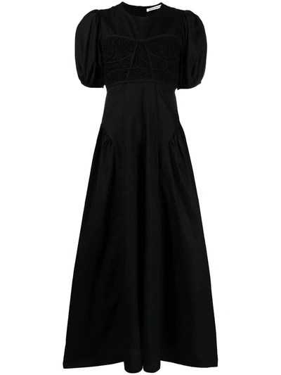 Shop Cecilie Bahnsen Short-sleeve Flared Midi Dress In Black