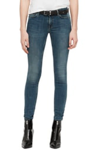 Shop Allsaints Mast Low Rise Skinny Jeans In Washed Indigo